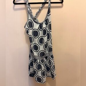 Navy and Blue Circle Pattern Mini Dress